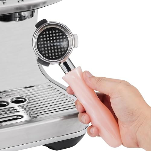 Teyearlife 54mm bottomless portafilter for Breville Barista Express(BES870) Pro Touch Bambino Infuser Duo Temp Espresso Accessories Includes Naked Basket Stainless Steel resin pink