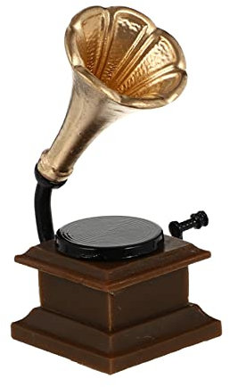 DECHOUS Mini Gramophone Miniature Rétro Simulation Gramophone Modèle Décoratif Mini Modèle Bureau Décor Vintage Maison Maison De Poupée Gramophone Décorations Dîner Table Décor Résine