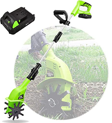 Fresa elettrica manuale, coltivatore portatile senza fili con manico regolabile per una facile coltivazione in giardino