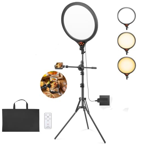 SEDGEWIN Handy Stativ mit Ringlicht 35CM, LED Videolicht Ringlicht mit Stativ für Smartphone Dimmbare 2700-6500K Digitales Anzeigefeld Fernbedienung Tragetasche für Food-Creator, Live Stream, TikTok