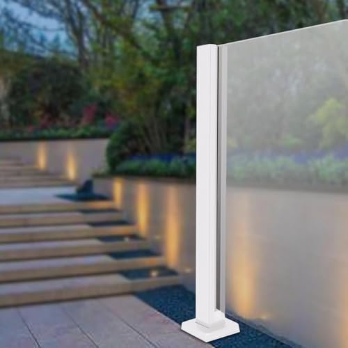 HDYZJQ Heavy Duty Stainless Steel Glass Railing Square Surface Post, White Glass Balustrade Fence Post for Stairs Balcony Pool, Modern Glass Panels Rails(Deep Coffee,H 24 inch (60cm))