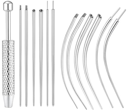Pinzas de Perforación para Joyería, 1 Pinza de Garra y 12 Pins de Inserción, Acero Inoxidable para Cambiar y Abrir Piercings, Uso en Oreja, Nariz y Labios