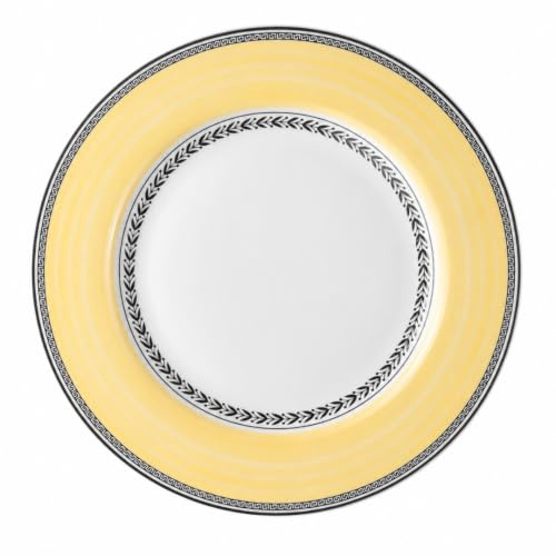 Villeroy und Boch Audun Fleur Speiseteller, 27 cm, Premium Porzellan, Weiß/Grau/Gelb | Porzellan, mehrfarbiges Design, einteilig, zusammengesetzte Salate, gemeinsame Vorspeisen