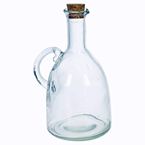 URBN-CHEF 3 Piece Glass Oil and Vinegar Set Cruet Condiment Dispenser Bottle Struggle Cork Lid (3, 500ml)