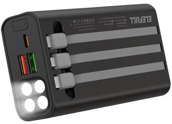 Metallgehäuse Externer Akku tragbares Ladegerät für PowerBank 60000mAh Schnellladen, QC3.0 22.5W & USB C PD20W, LED Display & Flashlight - Perfect for Phone and Tablet Charging