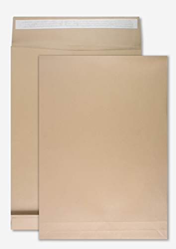 Netuno 50 buste spedizioni marroni con soffietti formato E4 280x 400 mm 120g buste con lati a soffietto e fondo quadro buste per spedizione grandi E4