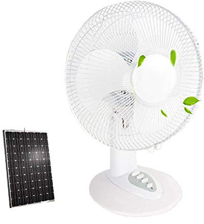 GMRZ Ventilador Solar Silencioso, Ventilador De Pie Portátil 3 Velocidades Ventiladores Mesa De Motor 12V DC para Al Aire Libre Inicio Camping con Panel Solar Y Batería De Litio