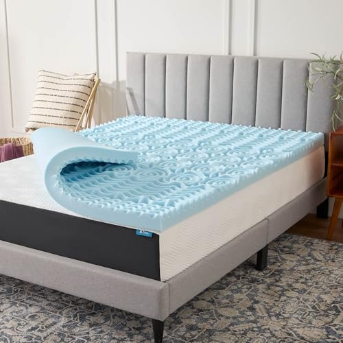 LUCID 3 Inch 5 Gel Memory Foam Plush - Cooling Targeted Convoluted Comfort Zones Mattress Topper, Twin XL