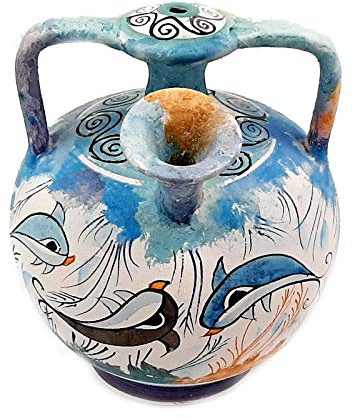 Kretische Pseudostomos-Amphore, 15 cm, minoische Kunstmalerei