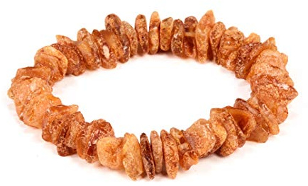 AMBERAGE Natural Baltic Amber Bracelet for Adults – Raw/Unpolished Honey Chips – Handmade Stretch Bracelet for Women/Men – Approx. 18–19 cm (7–7.5 inch) – Genuine Baltic Amber 9–11 mm, 9–11 g – Gift Pouch & Certificate Included