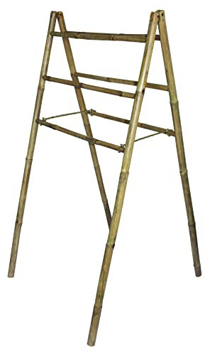 Box and beyond - Porte-Serviettes Double - 65 x 50 x 130 - Bambou Naturel - Échelle 6 Barres de séchage - Salle de Bain, Buanderie, Chambre - Style Bohème