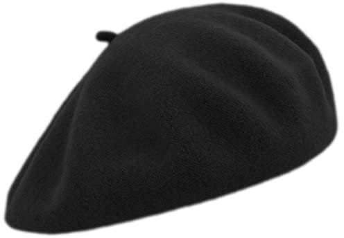 Melegari Baskenmütze für Damen | 100% Wolle | Margie Beret | Made in EU, Schwarz 018, One size