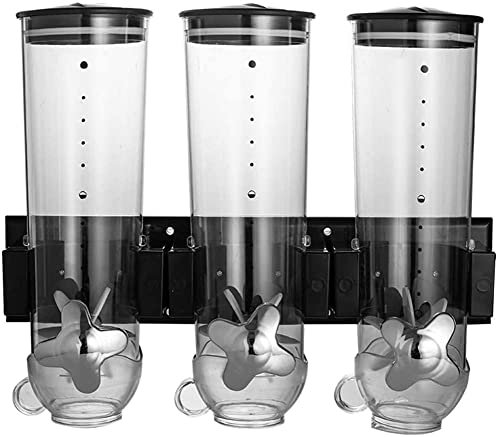 Dispenser / Wall Bracket Cereal Dispenser / Cornflake Dispenser / Double and Triple Dispenser for Muesli, Cornflakes and Cereals Dry Food- Black