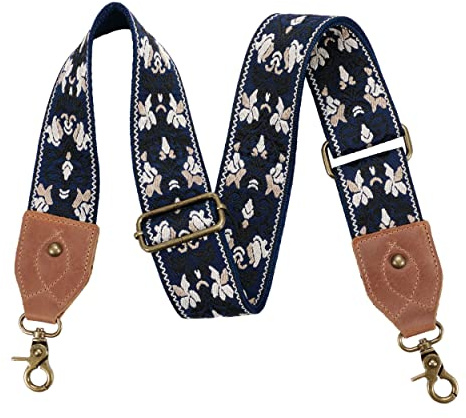 Taschengurt-2breiter Schulterriemen aus Rindsleder, Retro verstellbarer Ersatz, Crossbody-Taschenriemen mit mehreren Mustern für Handtaschen, Crossbody-Taschen, Umhängetaschen (Blaues Acquard)
