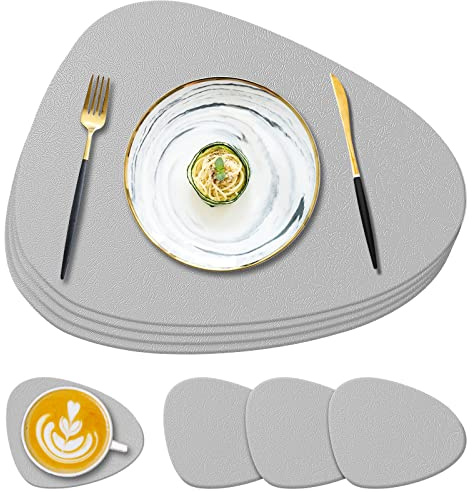 YUNJUER Silikon Platzsets und AbwaschbarUntersetzer Set, Hitzebeständig 230°C, rutschfest Abwischbar Wasserdicht Tischsets für Innen Küche, Outdoor BBQ, Esstisch, Restaurant, 8 Stück, Hellgrau | Hitzebeständig 230 ℃, rutschfest & wasserdicht, Dekorationszubehör für Zuhause, Hotel, Küche, Innen, Outdoor, Esstisch
