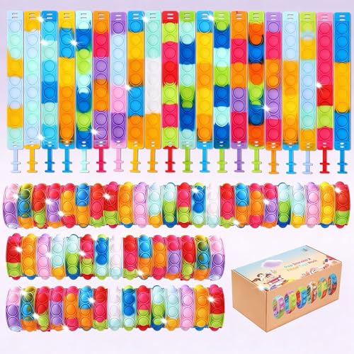 36 PCS Braccialetti Pop Fidget it Bambini, Pop Orso Stile Bracciale, Braccialetto Gadget Festa Bambini, Piccoli Giochi per Regalini