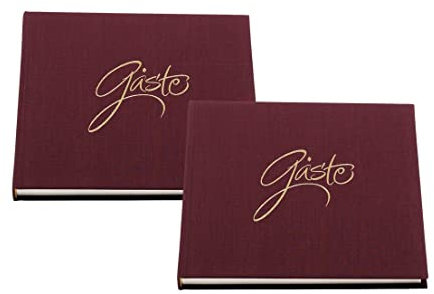 Rössler Papier 18781002724-2 - Gästebuch Forever, 2 Stück, mit je 192 Seiten, 21 x 21 cm, Aubergine, Gästebuch für Hochzeit und andere Anlässe
