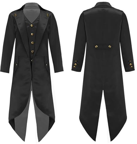 Sywiyi Kids Boys Girls Medieval Renaissance Steampunk Tailcoat Jacket Victorian Gothic Vintage Frock Coats Black 6 Years