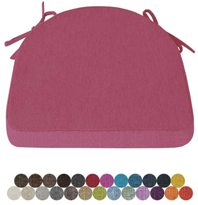 Lsjoaw 1 Stück Stuhlkissen Sitzkissen Stuhl 43X42X40X5 Sitzpolster mit Bindeband Rutschfestes Zierkissen Gartenkissen Halbrund Auflage für Stühle Indoor/Outdoor Sitzauflage,Rose Purple