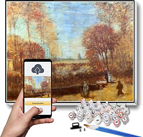 Paint by Numbers Kits for Adults and Kids The Parsonage Garden At Nuenen with Pond and Figures Painting by Vincent Van Gogh DIY Painting Paint by Numbers Kits On Canvas 20X30CM