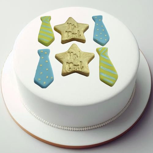 No 1 Dad Cake Decorations, Gold Stars Tie Fathers Day Dad Birthday Cake Cupcake Fondant Toppers