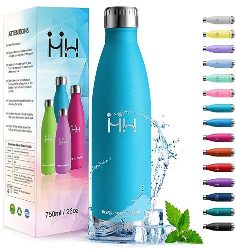 HoneyHolly Trinkflasche Edelstahl - 750ml - Thermosflasche, BPA-Frei, Trinkflasche Sport - Auslaufsicher Wasserflasche,Trinkflasche Kohlensäure Geeignet, Thermoskanne für Fitness, Gym, Fahrrad