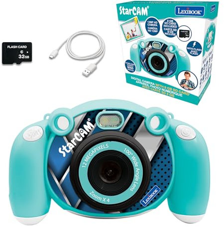 Lexibook, StarCAM, Appareil Photo 4-en-1 pour Enfants, Fonction Photo, vidéo, Audio et Jeux, Carte SD 32Go Incluse, DJ080