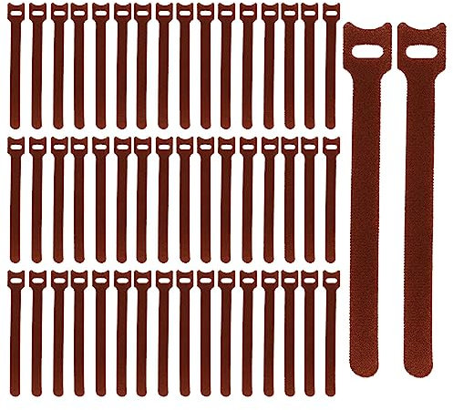 Amagogo Kabelbinder aus Nylon, lösbar, für drinnen und draußen, Braun, 50 Stück