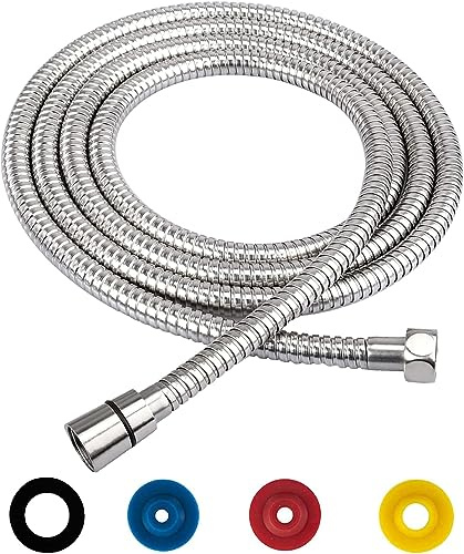 NOLACE Duschschlauch Edelstahl Brauseschlauch 2m Verdrehschutz Universal Duschschlauch Flexibel Silber mit 4 Wassersparer Durchflussbegrenzer, Standard 1/2 Anschluss, passt an alle Duschköpfe