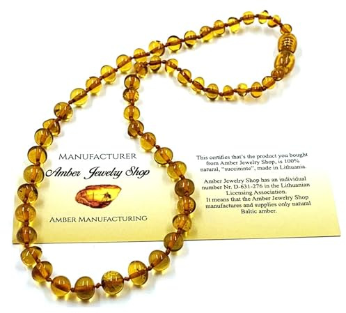 Amber Necklace For Women For Men - Handmade Amber Necklace For Adults 18 inches