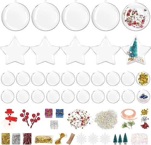 30 Stück Weihnachtskugeln Kunststoff, Transparent Weihnachtsbaumkugeln | zum befüllen Christbaumschmuck, Klar Christbaumkugeln für Weihnachtsschmuck, Weihnachtsbaum, Hochzeit, Partys, DIY Dekoration