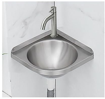 Lavello per Lavamani in Acciaio Inossidabile, Lavello Piccolo per Montaggio a Parete, con Ingresso Acqua a Due Temperature per l'Utilizzo nella Toilette del WC del Guardaroba del Bagno (Colo