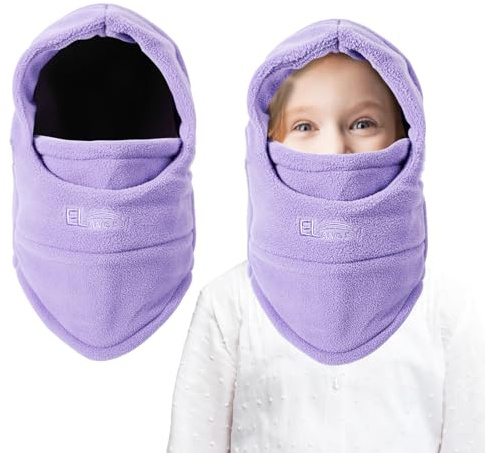 AYPOW Passamontagna Invernale in Pile Termico Bambini 4-9Anni, Maschera da Sci Multifunzionale Antivento Regolabile, Berretti Cappello in Pile Caldo Cappuccio Scaldacollo Sciarpa per Ragazzi Ragazze