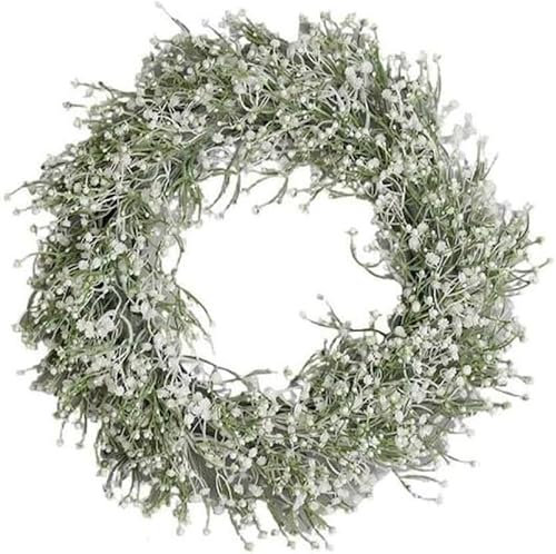 Türkränze for den Außenbereich, künstlicher Kranz, künstliche Schleierkraut-Kranz, Girlande for Party, Hochzeiten, Haustür-Dekoration, Girlande, Grasring, künstlicher Blumenkranz