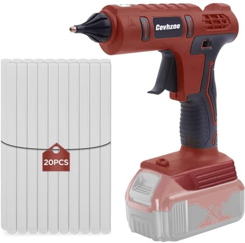 Pistola de pegamento caliente de 100 W, pistola de pegamento inalámbrica para batería de iones de litio Milwaukee de 18 V con 20 barras de pegamento de 0.43 pulgadas y boquilla de cobre aislada, kit