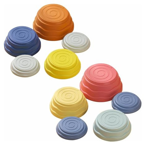 SMoonga 5 Stück Balance-Trittsteine für Kinder, Gleichgewichtstrainingsgeräte, Steine-Schwebebalken-Spiel für Hindernisparcours, sensorisches Spiel, stapelbare, farbenfrohe interaktive, A+B