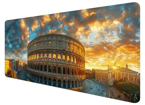 Mauspad XXL, 1000x500mm Gaming Mauspad Rom, XXL Mousepad Groß mit rutschfeste Gummibasis, Mauspad Landschaft Wasserdicht & rutschfest, Großer Erweiterter Schreibtischunterlage für Home Office O-5