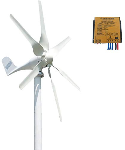 3 Phasen Windkraftanlage 1000W 12V 6 Blätter Windgenerator mit Laderegler | 1kw Horizontal Windturbinen Komplettanlage für Heimgebrauch Stromergänzung,Off Grid Permanentmagnet-Windgenerator Windräder