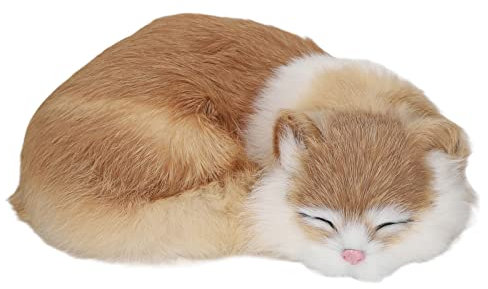Ejoyous Katze Kuscheltier, Plüschtier Katzen Plüschkatze Lebensecht Pelzige Schlafende Katzenfigur Schlafenden Katze für Homeoffice