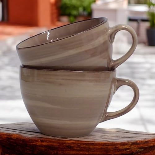 MIELIMON Set di 2 tazze da colazione Ciotole da zuppa in ceramica Tazza da caffè grande, tazze da zuppa con manico adatto per forno a microonde e lavastoviglie per cereali dessert insalata tè latte