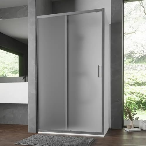 Box Doccia Angolare 100x70 cm Parete Fissa e Porta Scorrevole Reversibile Vetro Temperato Opaco 6mm Profili Cromati Altezza 198 cm Modello Tahiti