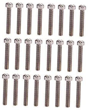 Silberne Befestigungsschrauben für Humbucker, 24 Stück, Metall | Einfach Montierbar, zur Höhenfixierung, für Humbucker Rahmen und Gitarrenkorpus, Y07, Zubehör