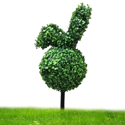 -Formschnittbaum, künstlicher Buchsbaum, 70 cm, mit Erdspieß, grüne Osterpflanze für, Garten, Heimdekoration