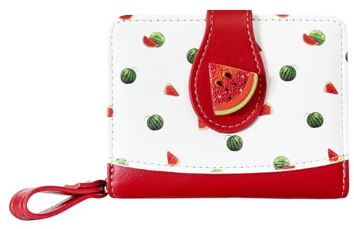 Sunwel Fashion Cutest Fruit Prints Wallet Card Slots Small Wallet with Zipper Coin Pouch Wallet for Women Girls (WATERMELON)