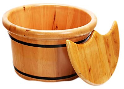 Barril de spa de madera de cedro – Bañera de madera maciza con tapa, lavabo relajante para el hogar, spa, experiencia terapéutica de baño de pies, perfecto para el cuidado personal