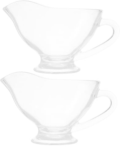 TOYANDONA 2Pcs Glass Sauce Boat with Handle Clear Mini Gravy Pitchers for Dressing Milk and Seasoning Lightweight Glass Jugs for Kitchen Use