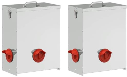 vidaXL Hühnerfütterer 2 Silber 32,5 x 20,5 x 43 cm 25 kg