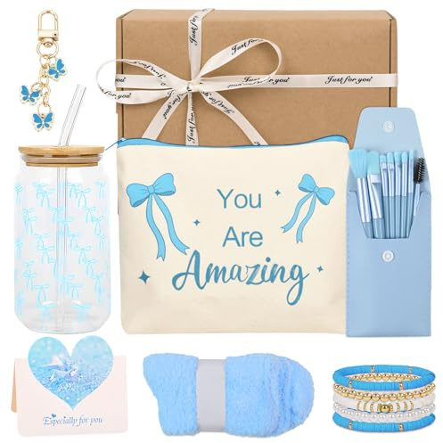 Regali per ragazze 8 9 10 11 12 13, regalo per la scuola con bicchiere, cannuccia e coperchio, pennello per il trucco, portachiavi, braccialetto per borsa cosmetica,regalo di Natale per ragazze
