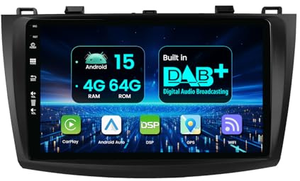 MISONDA 9inch IPS DAB+ 4GB+64GB Car Stereo For Mazda 3 (2009-2013) GPS Sat Nav Android 15 Head unit Carplay WIFI SWC RDS BT FM AM Camera+Mic