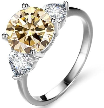 3ct D färg VVS1 Moissanite förlovningsring for kvinnor 925 sterling silver bröllopsring grön/blå/rosa diamantring med certifikat(Lightyellow,5)